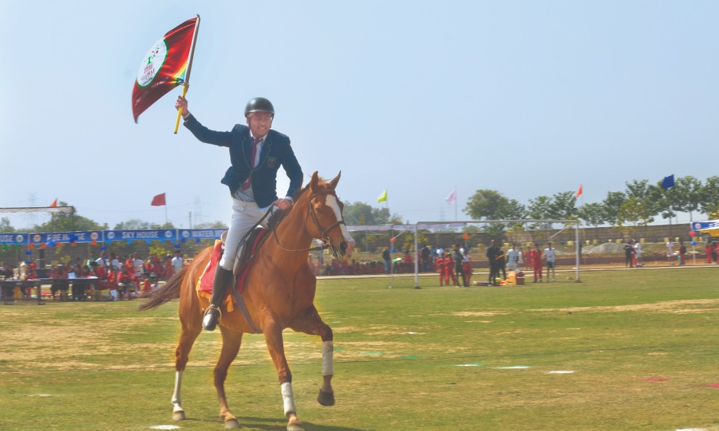 studnet riding horse in event ITM global school